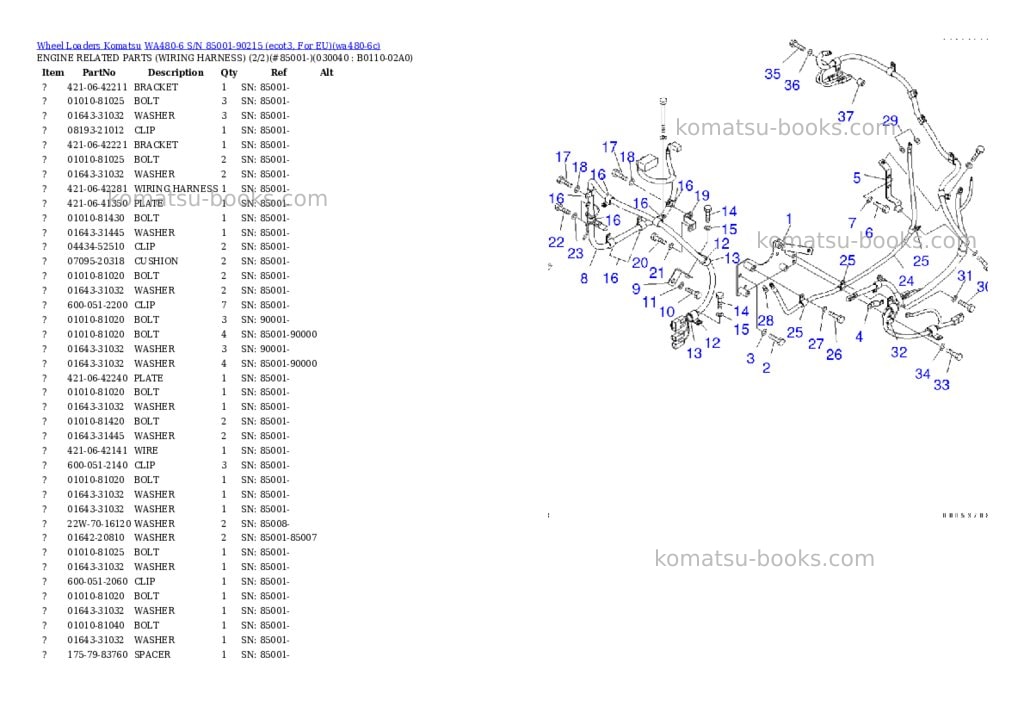 Komatsu wa480-6 s/n 85001-90215 ecot3, for eu Parts catalog cover Page 3