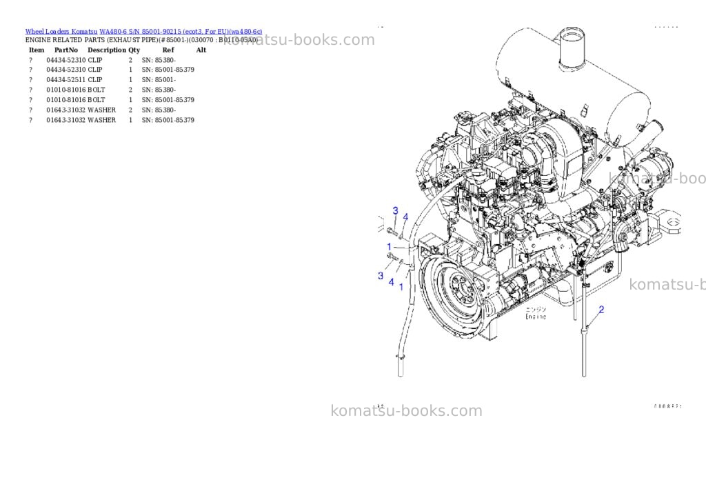Komatsu wa480-6 s/n 85001-90215 ecot3, for eu Parts catalog cover Page 6