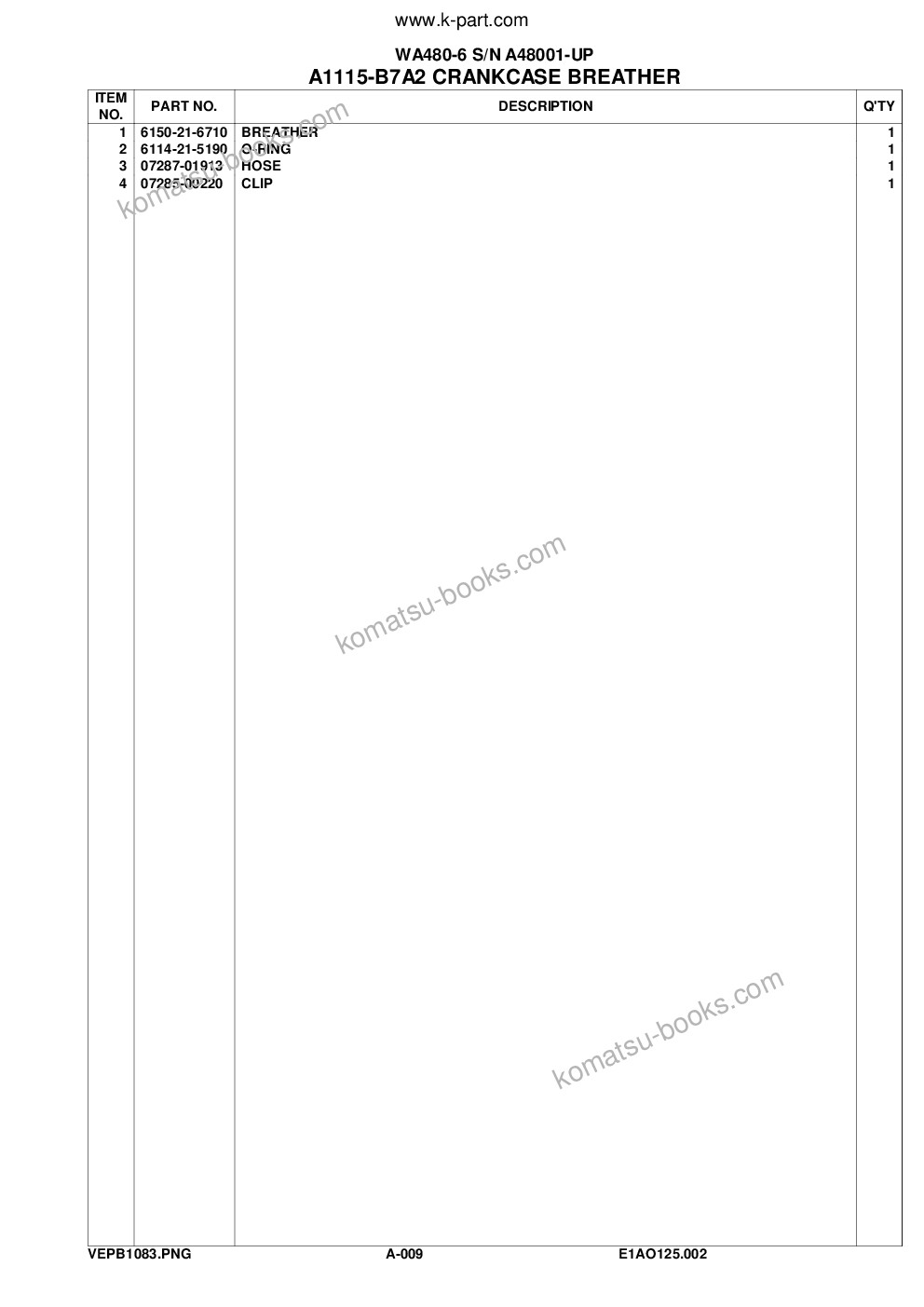 Komatsu WA480-6 S/N A48001-UP Parts catalog cover Page 10