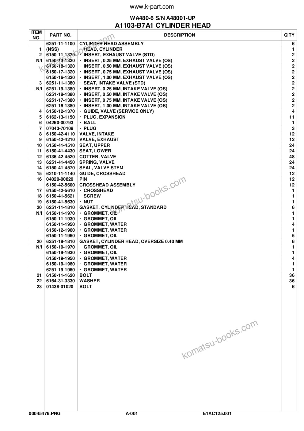 Komatsu WA480-6 S/N A48001-UP Parts catalog cover Page 4