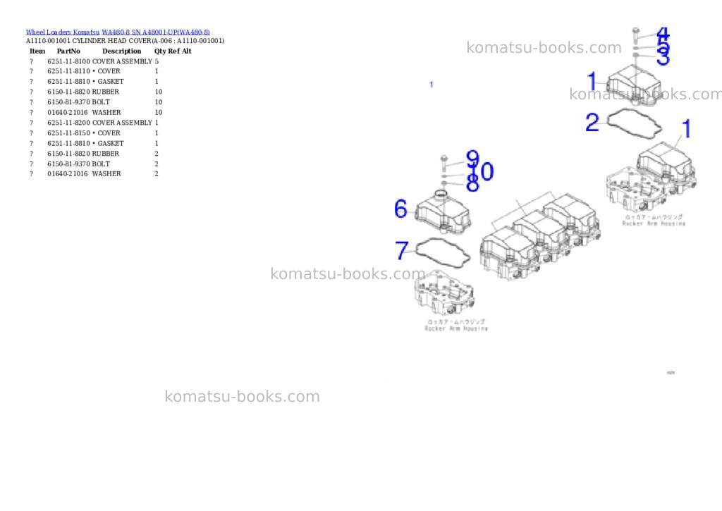 Komatsu wa480-8 sn a48001-up Parts catalog cover Komatsu wa480-8 sn a48001-up Parts catalog cover