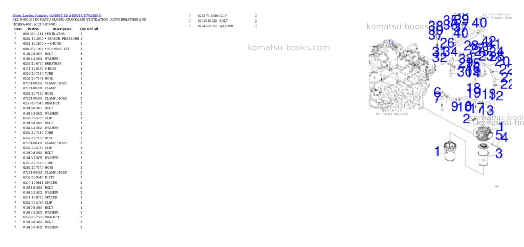 Komatsu wa480-8 sn a48001-up Parts catalog cover Page 2 Komatsu wa480-8 sn a48001-up Parts catalog cover Page 2