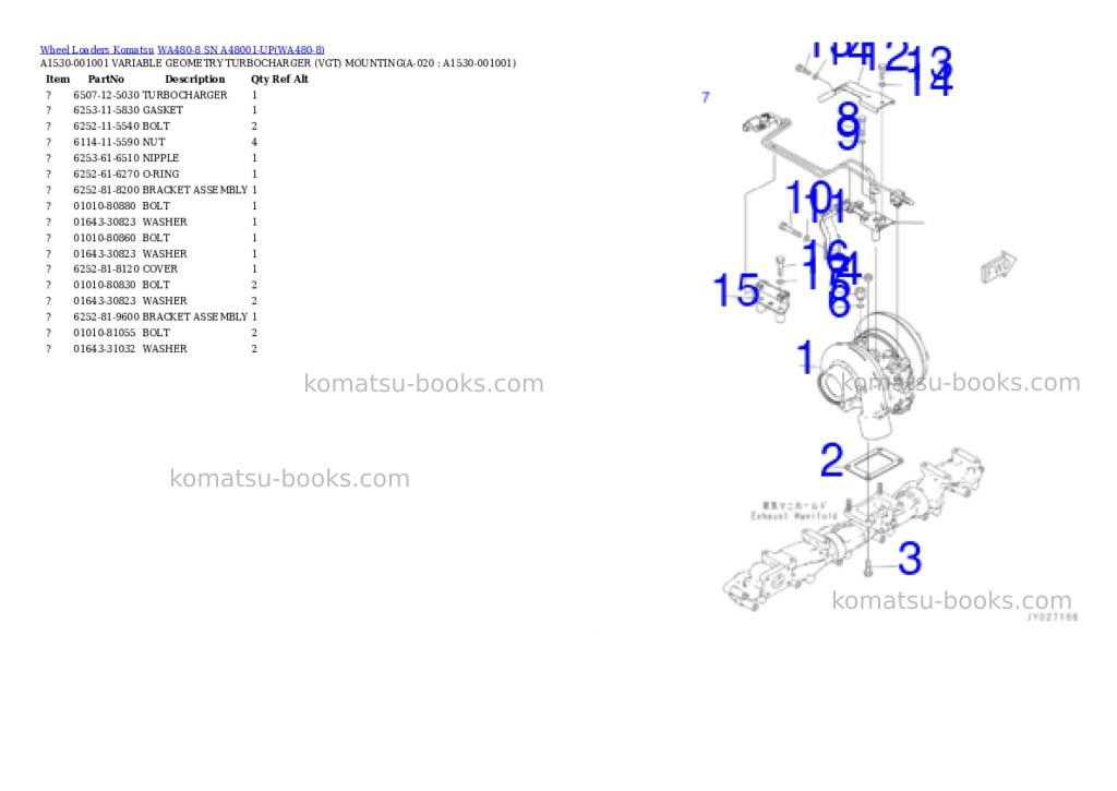 Komatsu wa480-8 sn a48001-up Parts catalog cover Page 6 Komatsu wa480-8 sn a48001-up Parts catalog cover Page 6