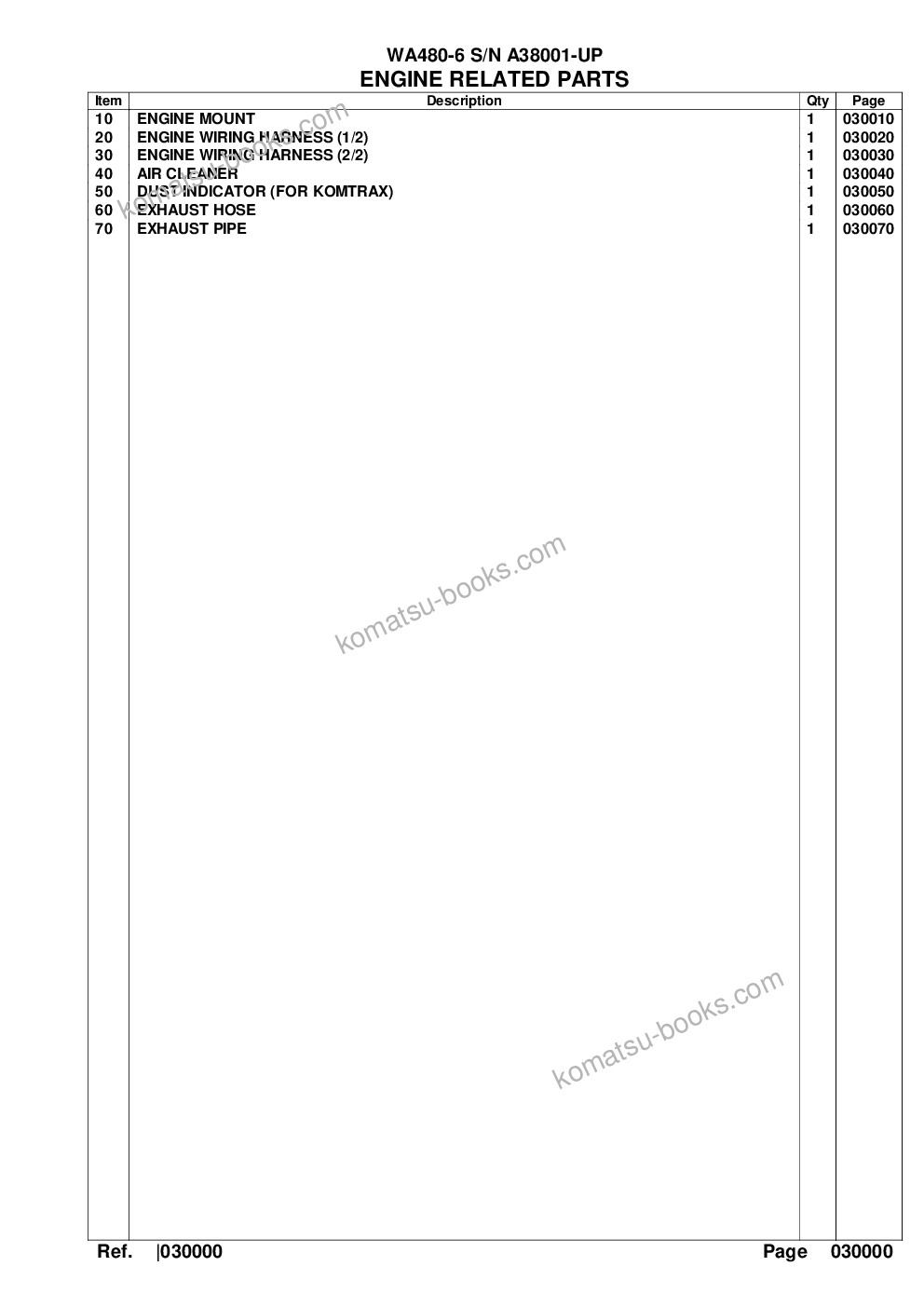 Komatsu wa480-6 s/n a38001-up Parts catalog cover Page 2