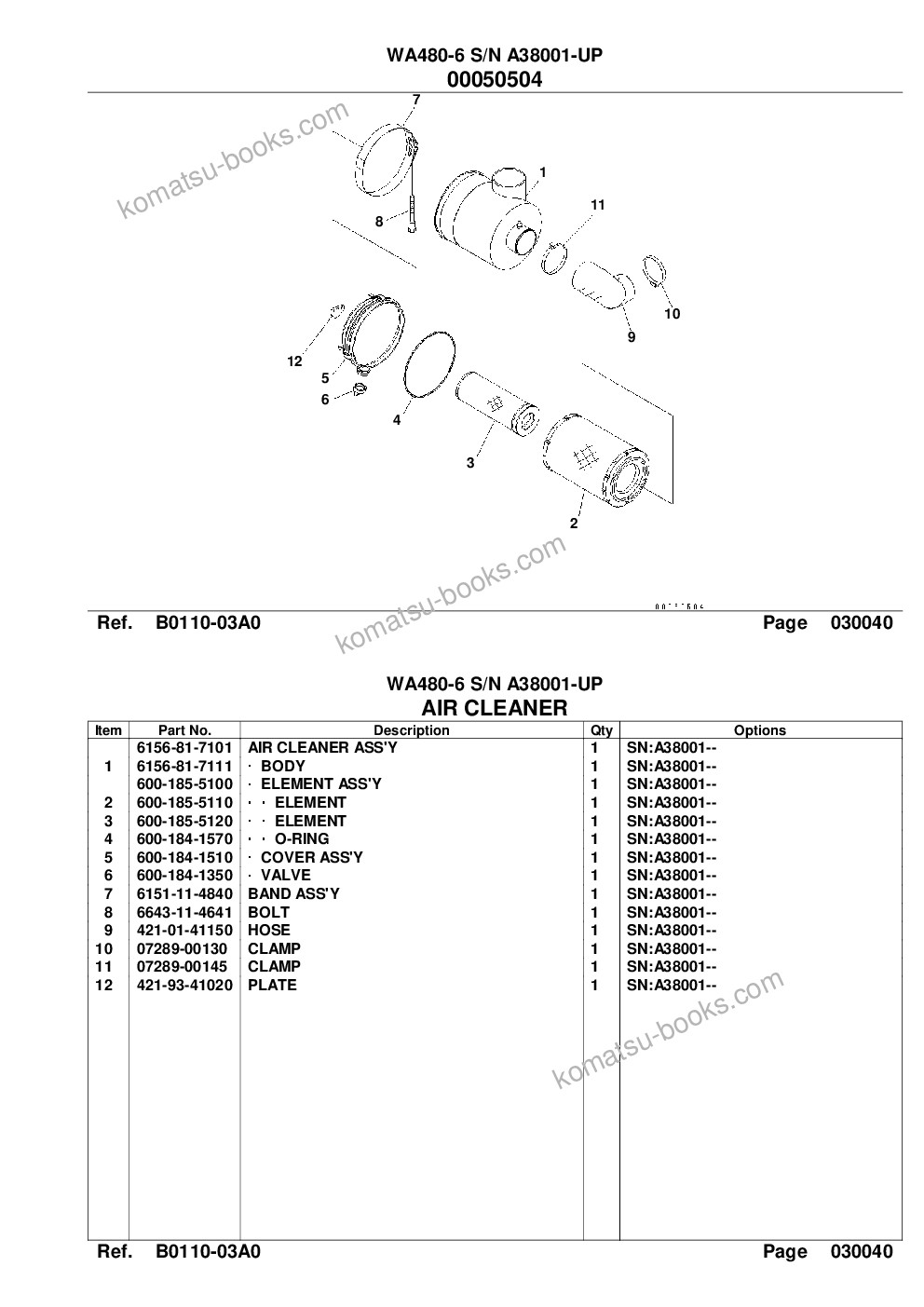 Komatsu wa480-6 s/n a38001-up Parts catalog cover Page 7