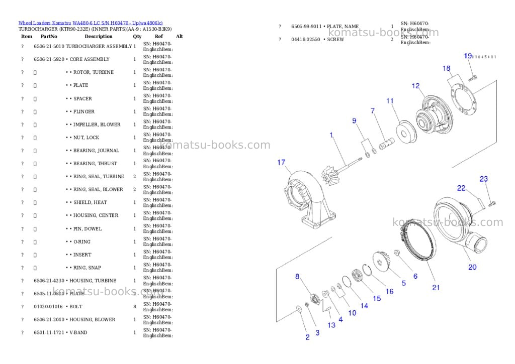 Komatsu WA480-6 LC S/N H60470 - Up Parts catalog cover Page 8 Komatsu WA480-6 LC S/N H60470 - Up Parts catalog cover Page 8