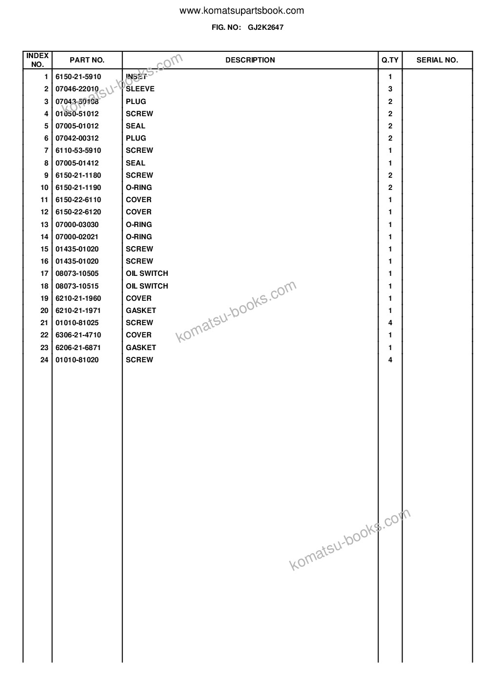 Komatsu wa480-5 s/n wa480h50051 - up Parts catalog cover Page 10