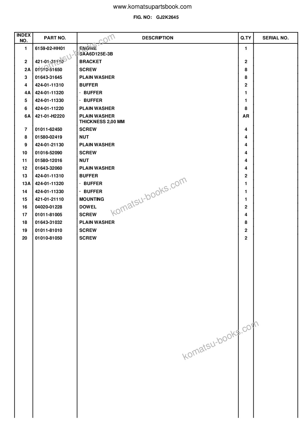 Komatsu wa480-5 s/n wa480h50051 - up Parts catalog cover Page 6