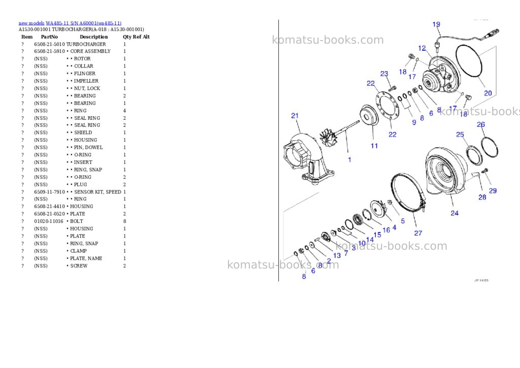 Komatsu WA485-11 S/N A60001 Parts catalog cover Page 8