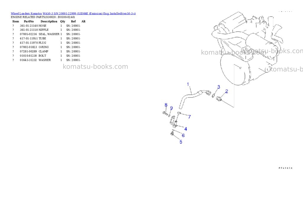 Komatsu wa50-3 s/n 20001-22999 s3d84e emission eng. installed Parts catalog cover