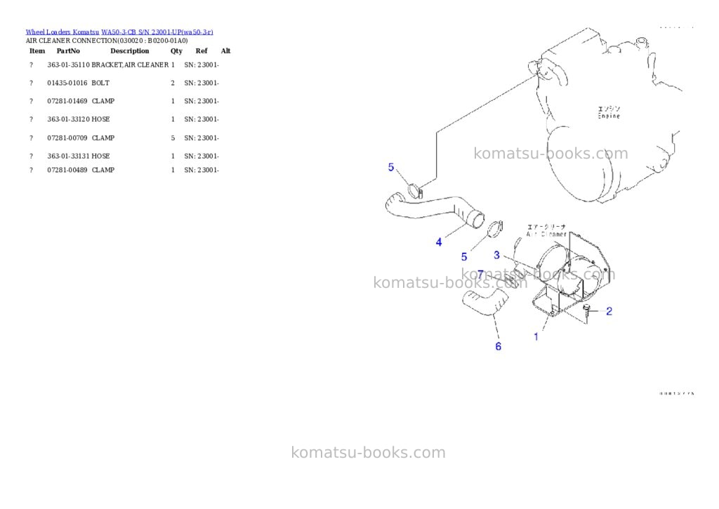 Komatsu wa50-3-cb s/n 23001-up Parts catalog cover