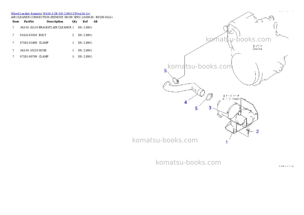 Komatsu wa50-3-cb s/n 23001-up Parts catalog cover Page 2
