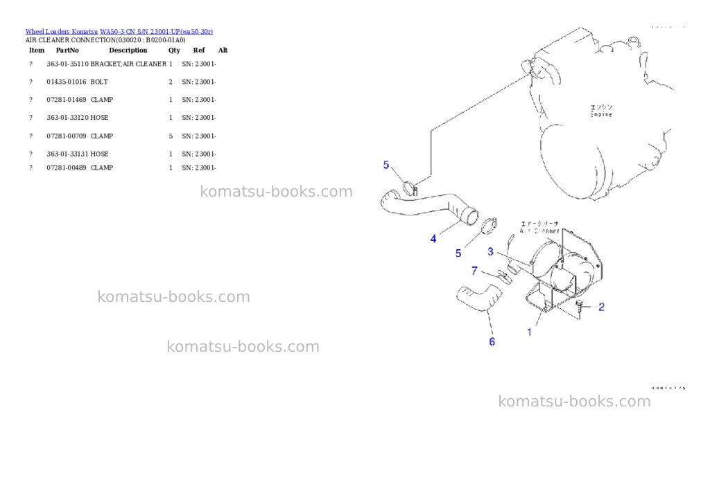 Komatsu wa50-3-cn s/n 23001-up Parts catalog cover