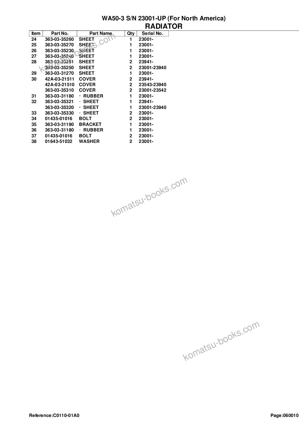 Komatsu wa50-3 s/n 23001-up for north america Parts catalog cover Page 9 Komatsu wa50-3 s/n 23001-up for north america Parts catalog cover Page 9
