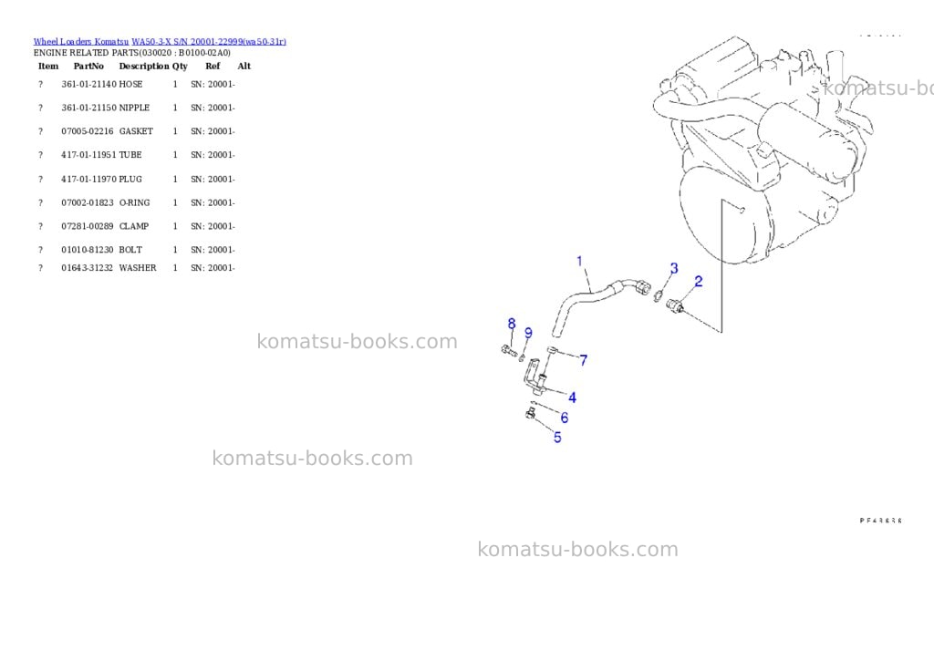 Komatsu wa50-3-x s/n 20001-22999 Parts catalog cover