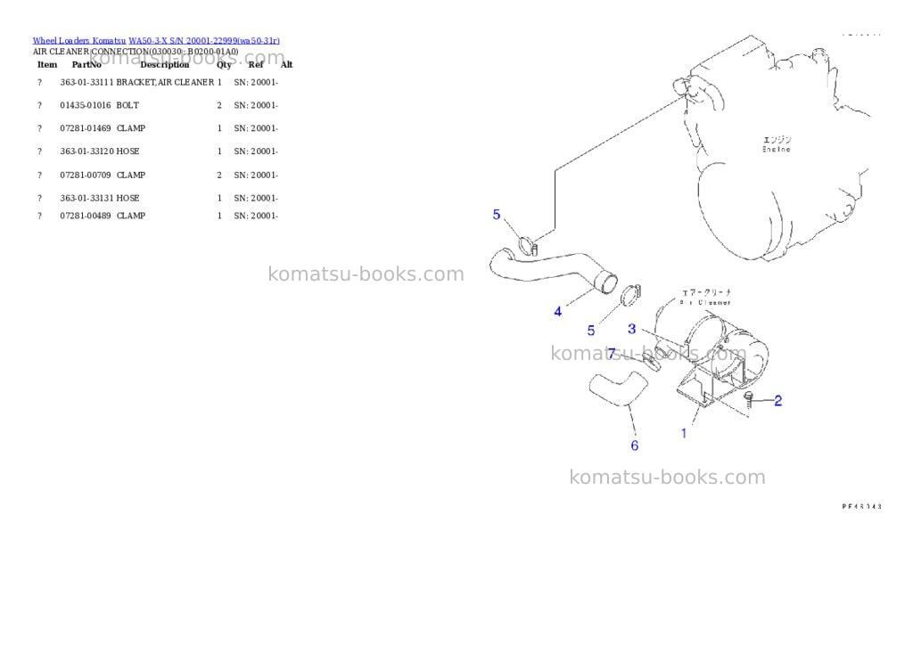 Komatsu wa50-3-x s/n 20001-22999 Parts catalog cover Page 2