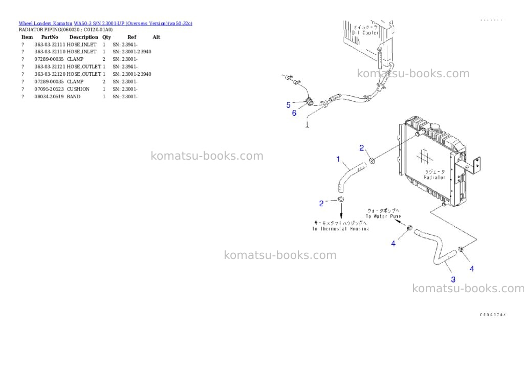 Komatsu wa50-3 s/n 23001-up overseas version Parts catalog cover Page 5
