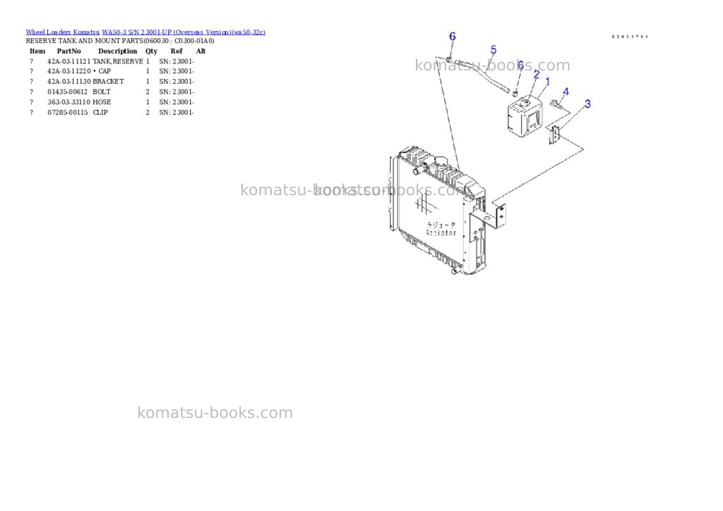 Komatsu wa50-3 s/n 23001-up overseas version Parts catalog cover Page 6