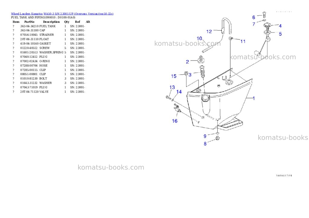 Komatsu wa50-3 s/n 23001-up overseas version Parts catalog cover Page 7