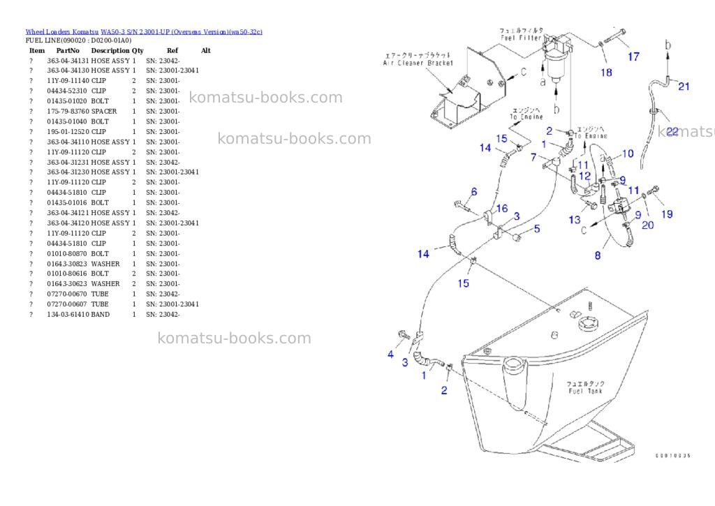 Komatsu wa50-3 s/n 23001-up overseas version Parts catalog cover Page 8