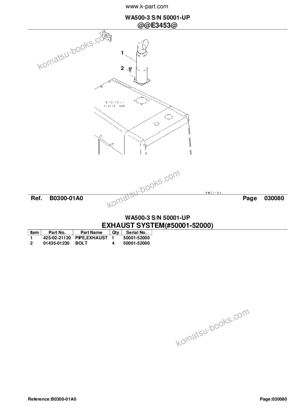 Komatsu WA500-3 S/N 50001-UP Parts catalog cover Page 10 Komatsu WA500-3 S/N 50001-UP Parts catalog cover Page 10
