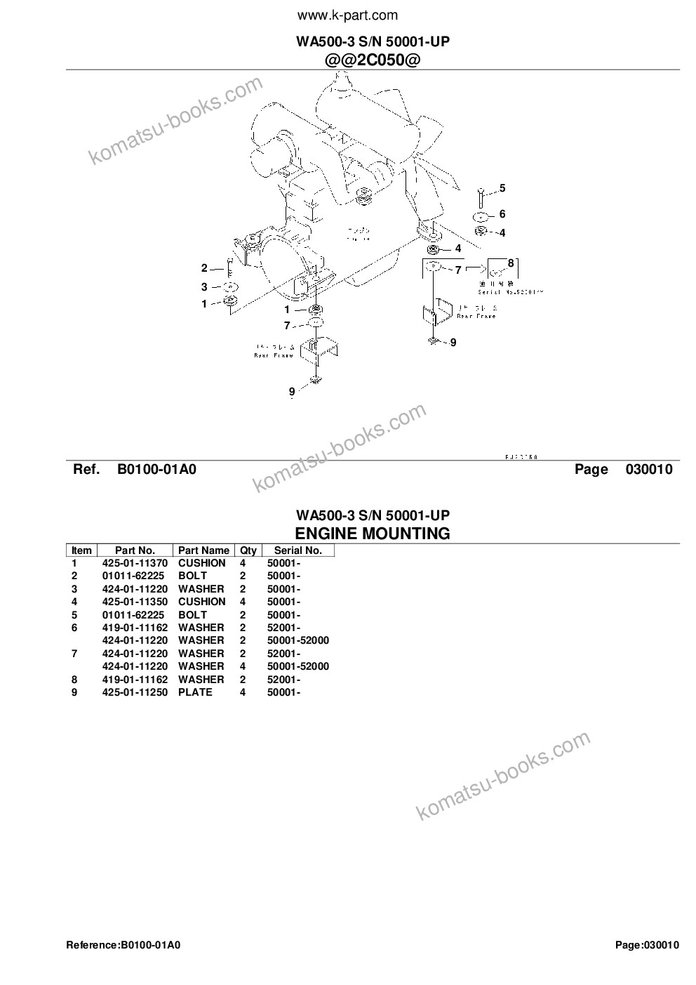 Komatsu WA500-3 S/N 50001-UP Parts catalog cover Page 3 Komatsu WA500-3 S/N 50001-UP Parts catalog cover Page 3