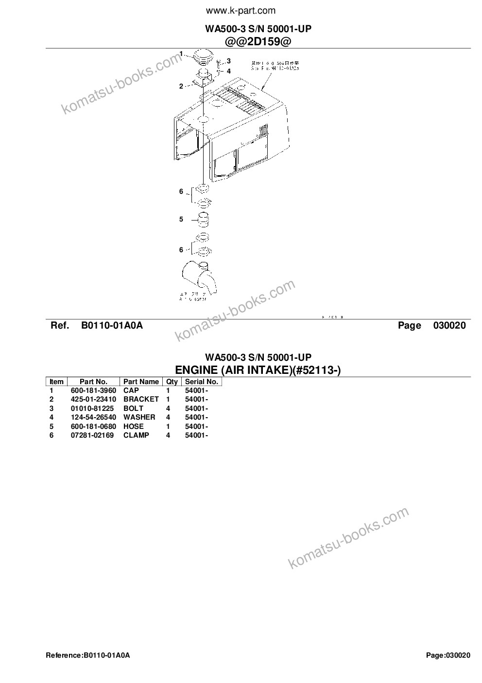 Komatsu WA500-3 S/N 50001-UP Parts catalog cover Page 4 Komatsu WA500-3 S/N 50001-UP Parts catalog cover Page 4