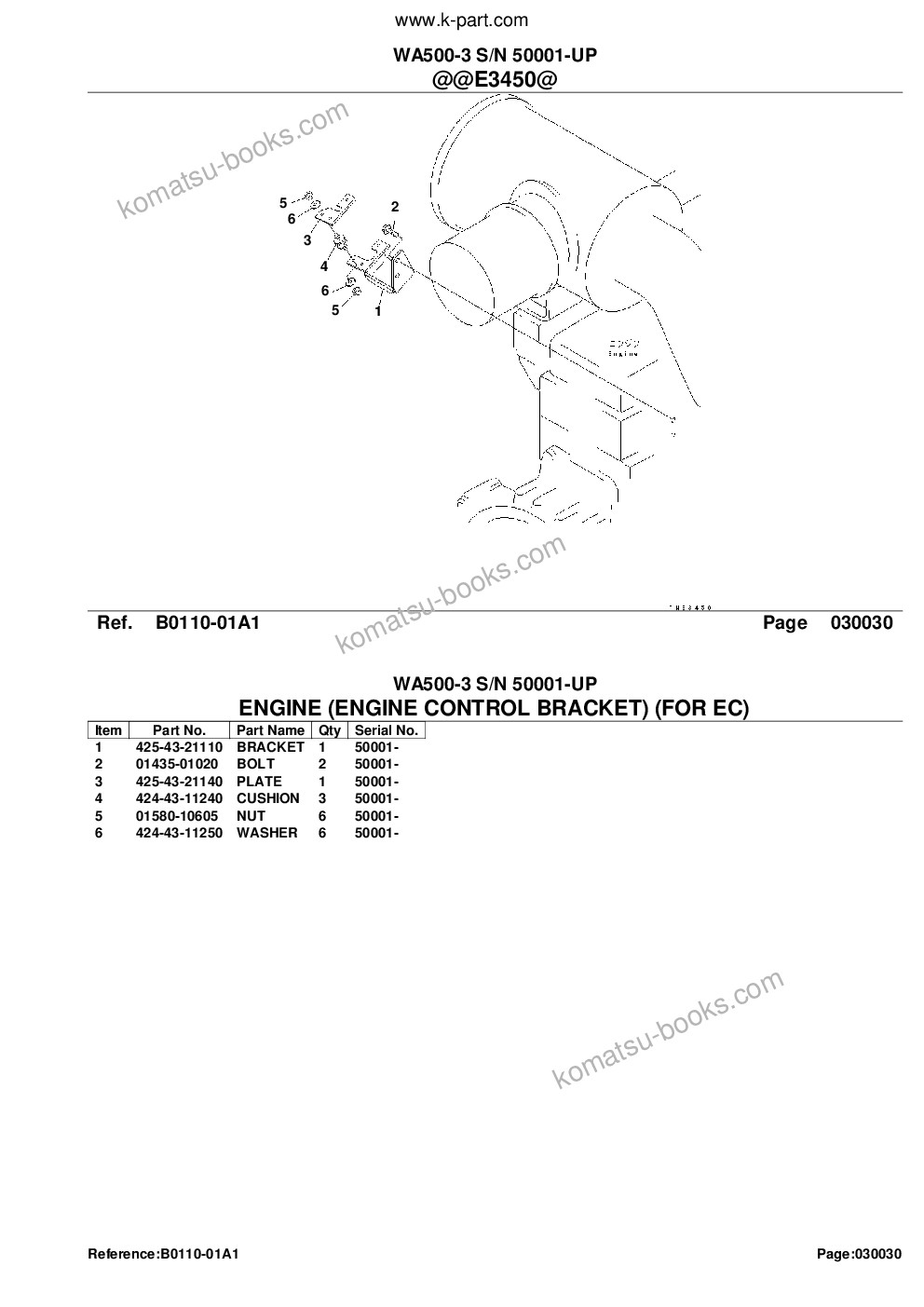 Komatsu WA500-3 S/N 50001-UP Parts catalog cover Page 5 Komatsu WA500-3 S/N 50001-UP Parts catalog cover Page 5