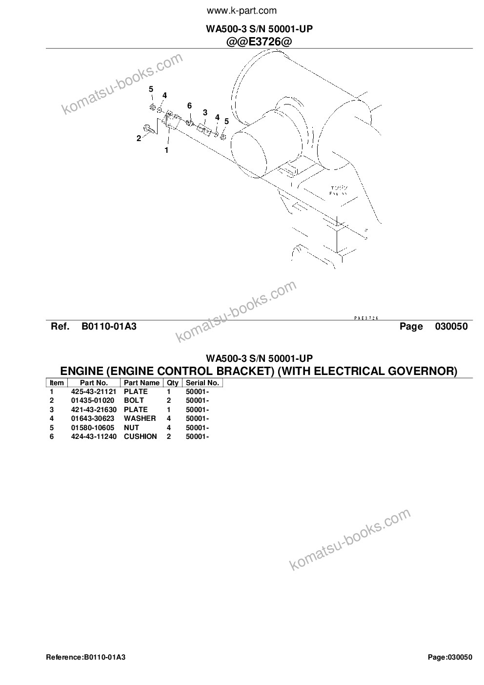 Komatsu WA500-3 S/N 50001-UP Parts catalog cover Page 7 Komatsu WA500-3 S/N 50001-UP Parts catalog cover Page 7