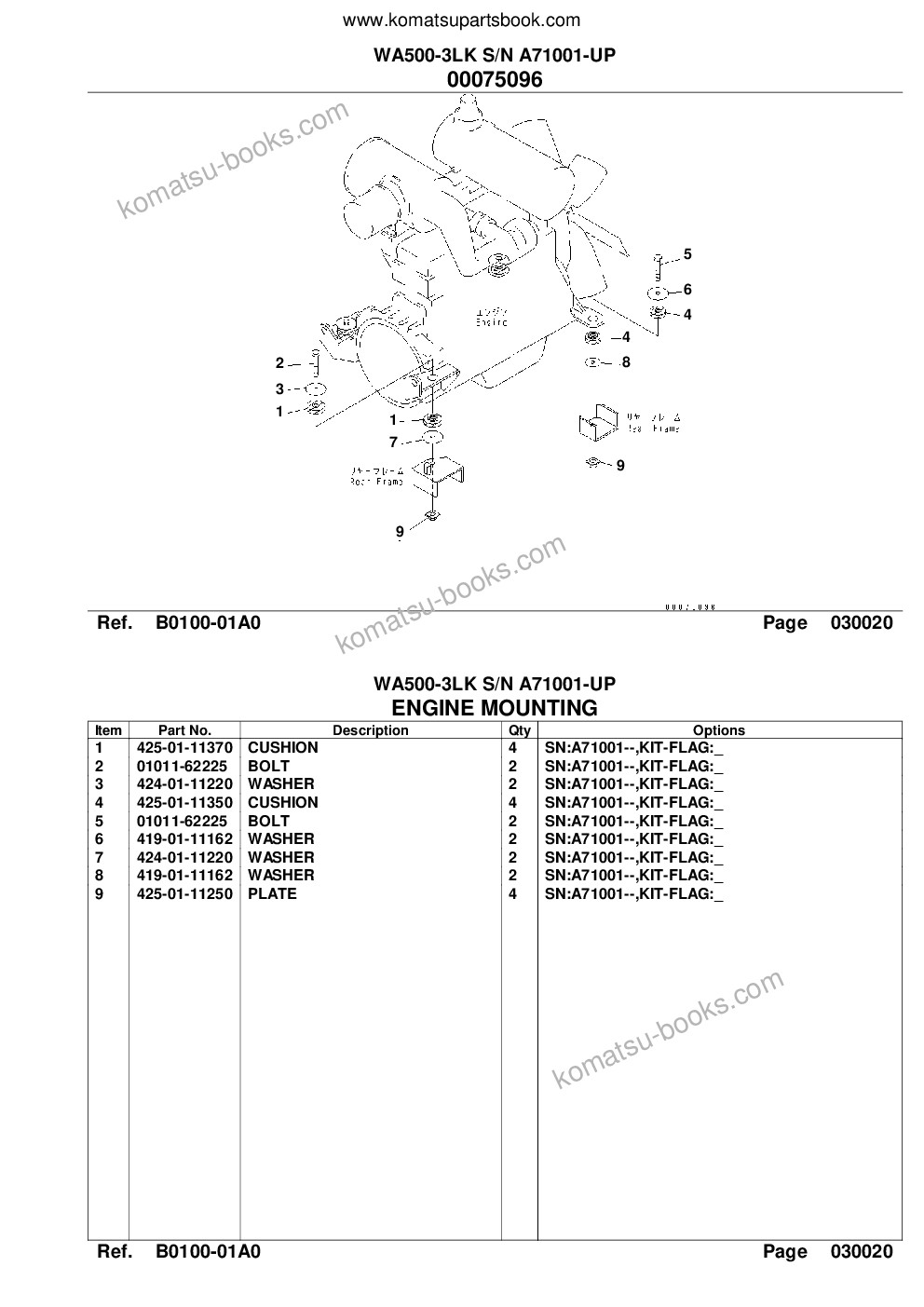 Komatsu wa500-3lk s/n a71001-up Parts catalog cover Page 4