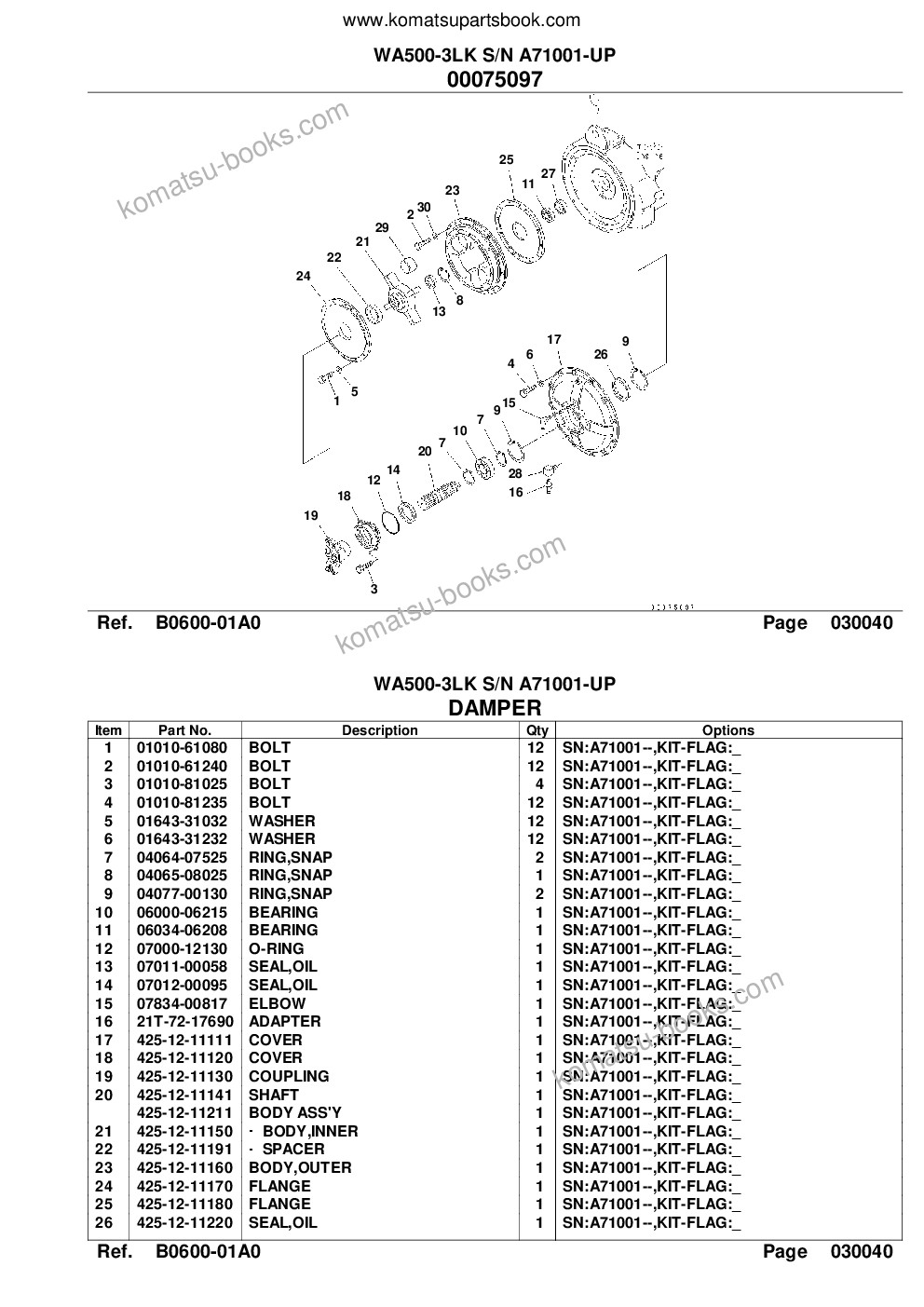 Komatsu wa500-3lk s/n a71001-up Parts catalog cover Page 6