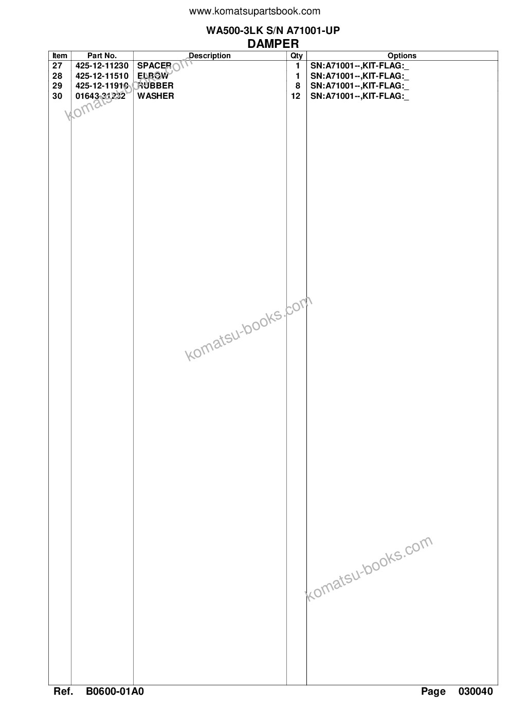 Komatsu wa500-3lk s/n a71001-up Parts catalog cover Page 7