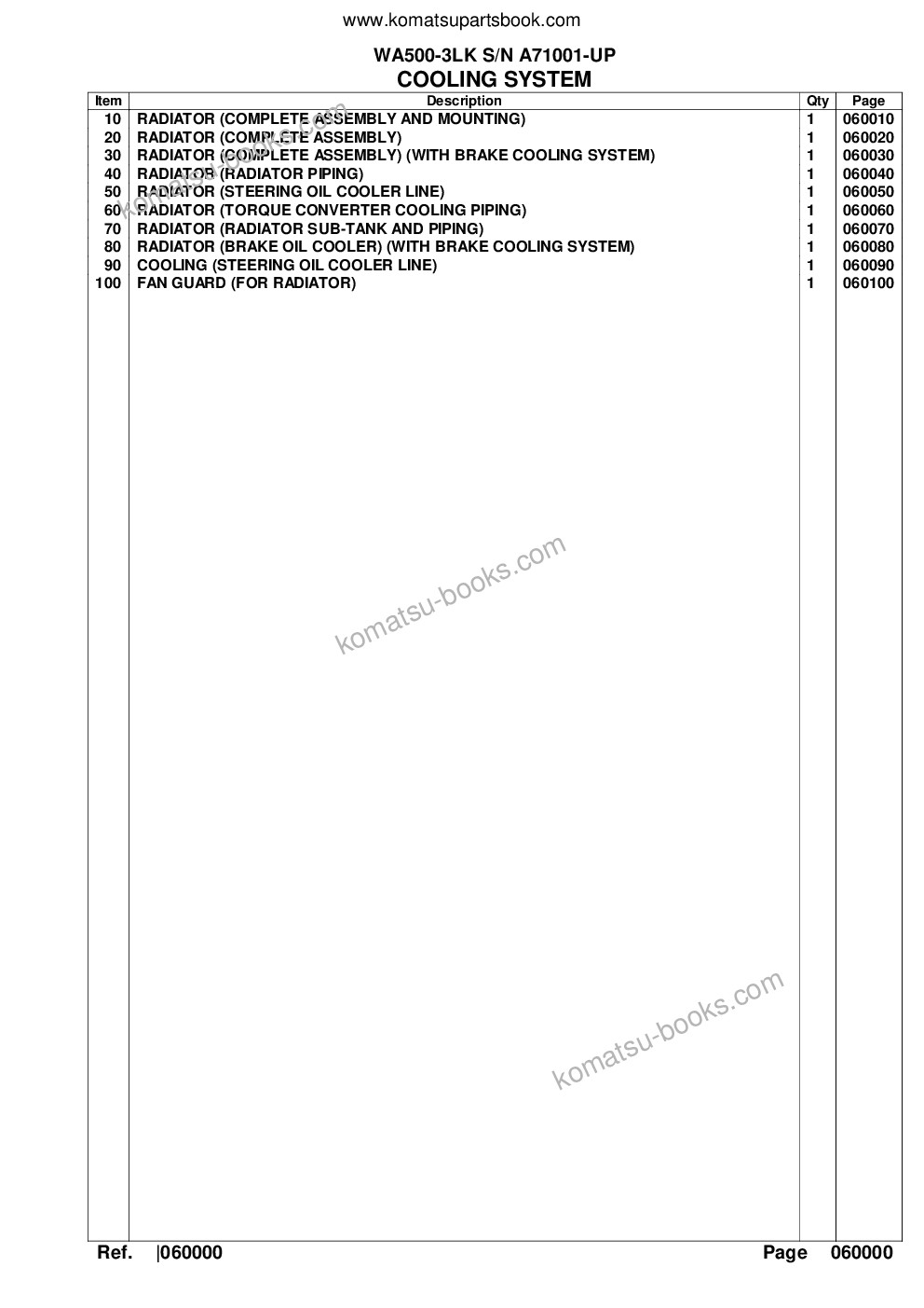 Komatsu wa500-3lk s/n a71001-up Parts catalog cover Page 8