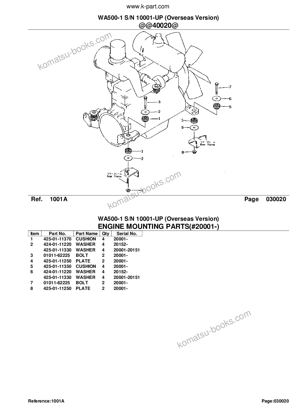 Komatsu WA500-1 S/N 10001-UP (Overseas Version) Parts catalog cover Page 5