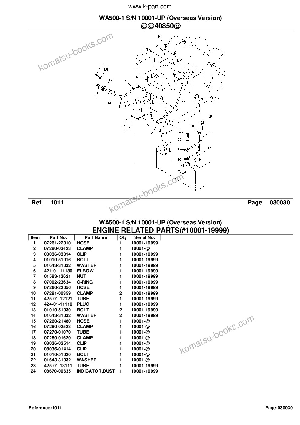 Komatsu WA500-1 S/N 10001-UP (Overseas Version) Parts catalog cover Page 6