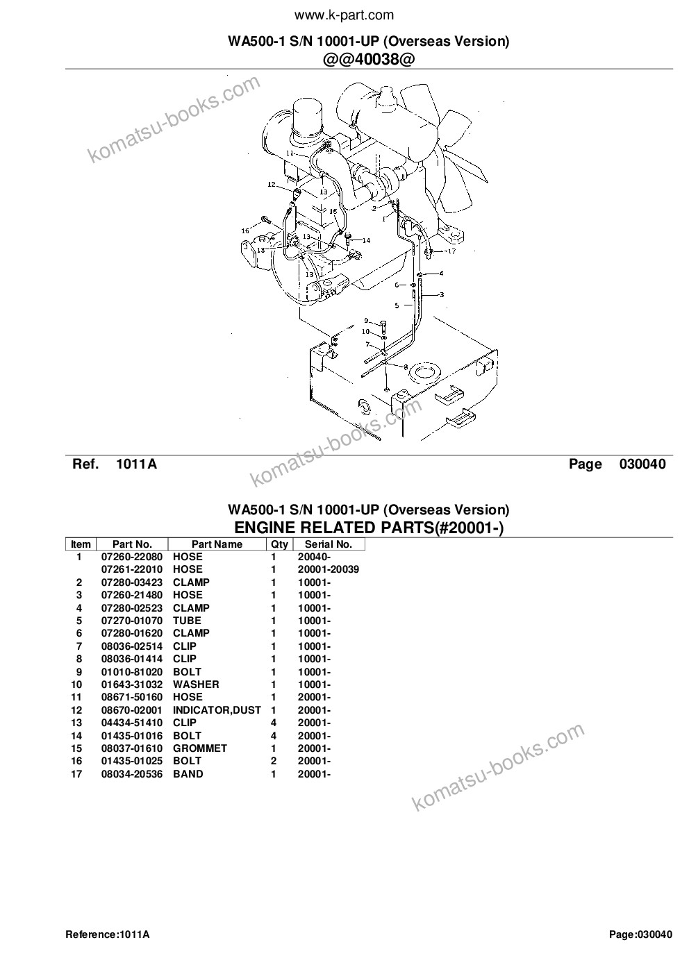 Komatsu WA500-1 S/N 10001-UP (Overseas Version) Parts catalog cover Page 7