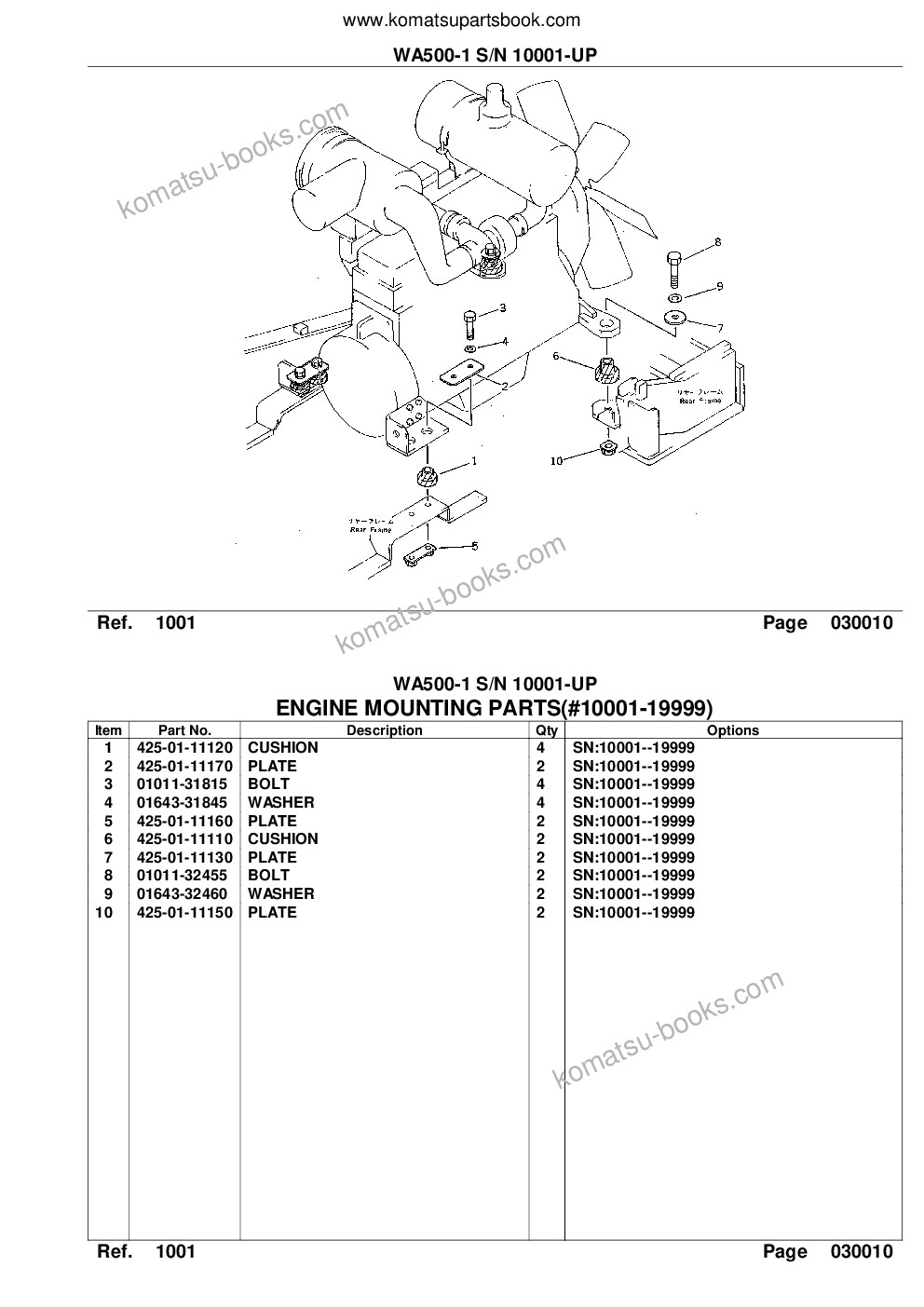 Komatsu wa500-1 s/n 10001-up overseas version Parts catalog cover Page 3