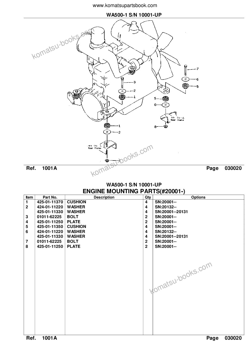 Komatsu wa500-1 s/n 10001-up overseas version Parts catalog cover Page 4