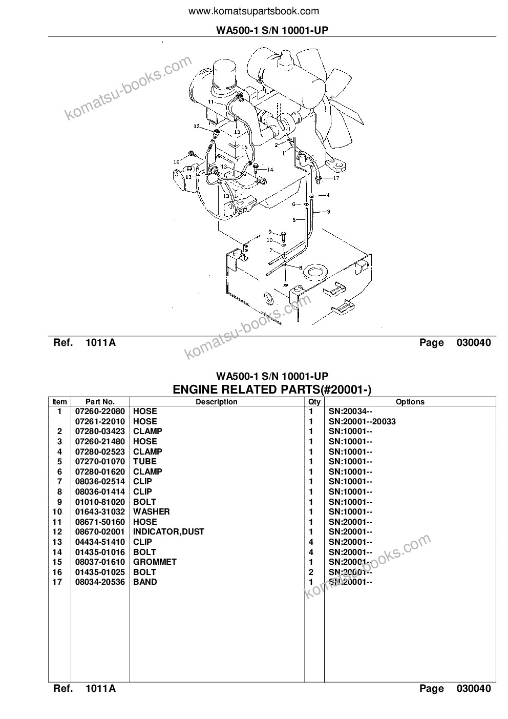 Komatsu wa500-1 s/n 10001-up overseas version Parts catalog cover Page 6