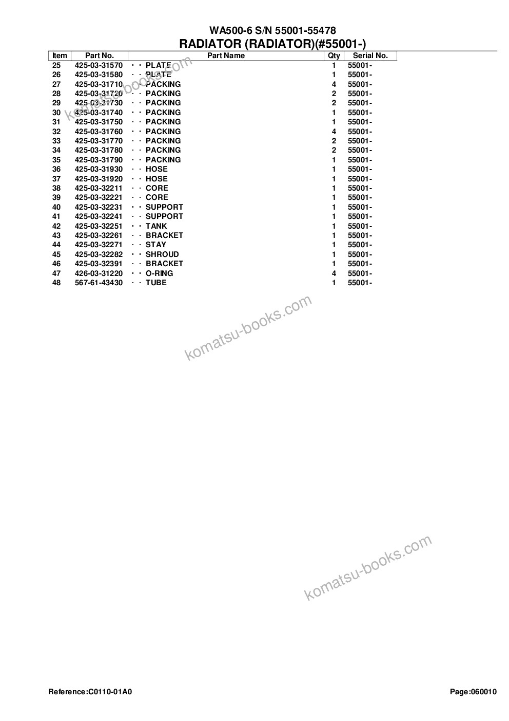 Komatsu wa500-6 s/n 55001-55478 Catálogo de piezas cover Page 10