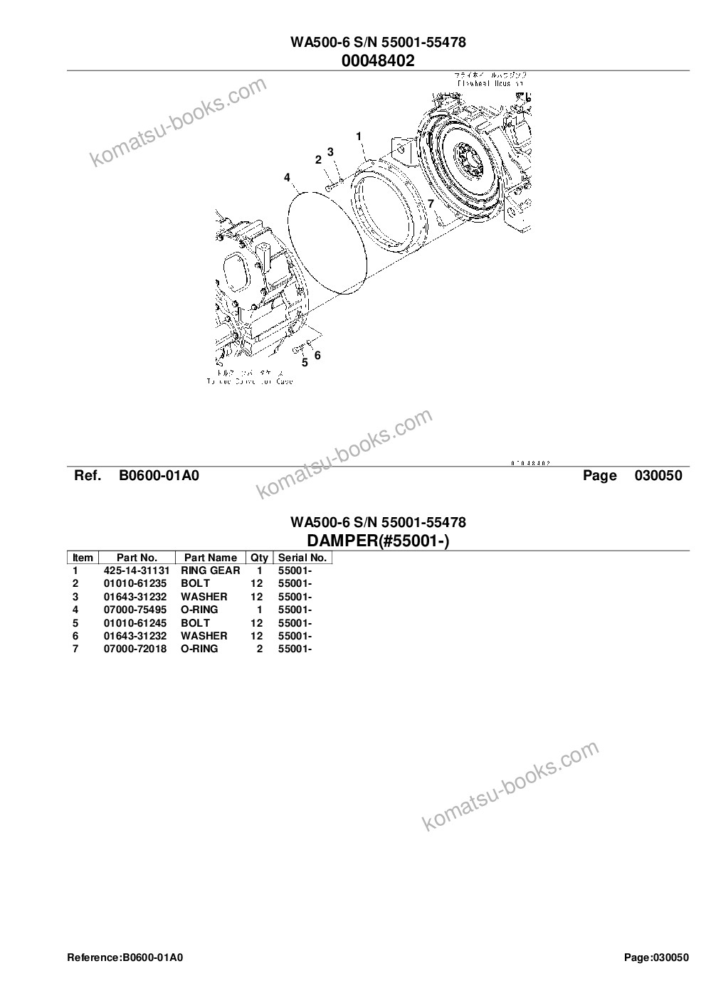 Komatsu wa500-6 s/n 55001-55478 Catálogo de piezas cover Page 7