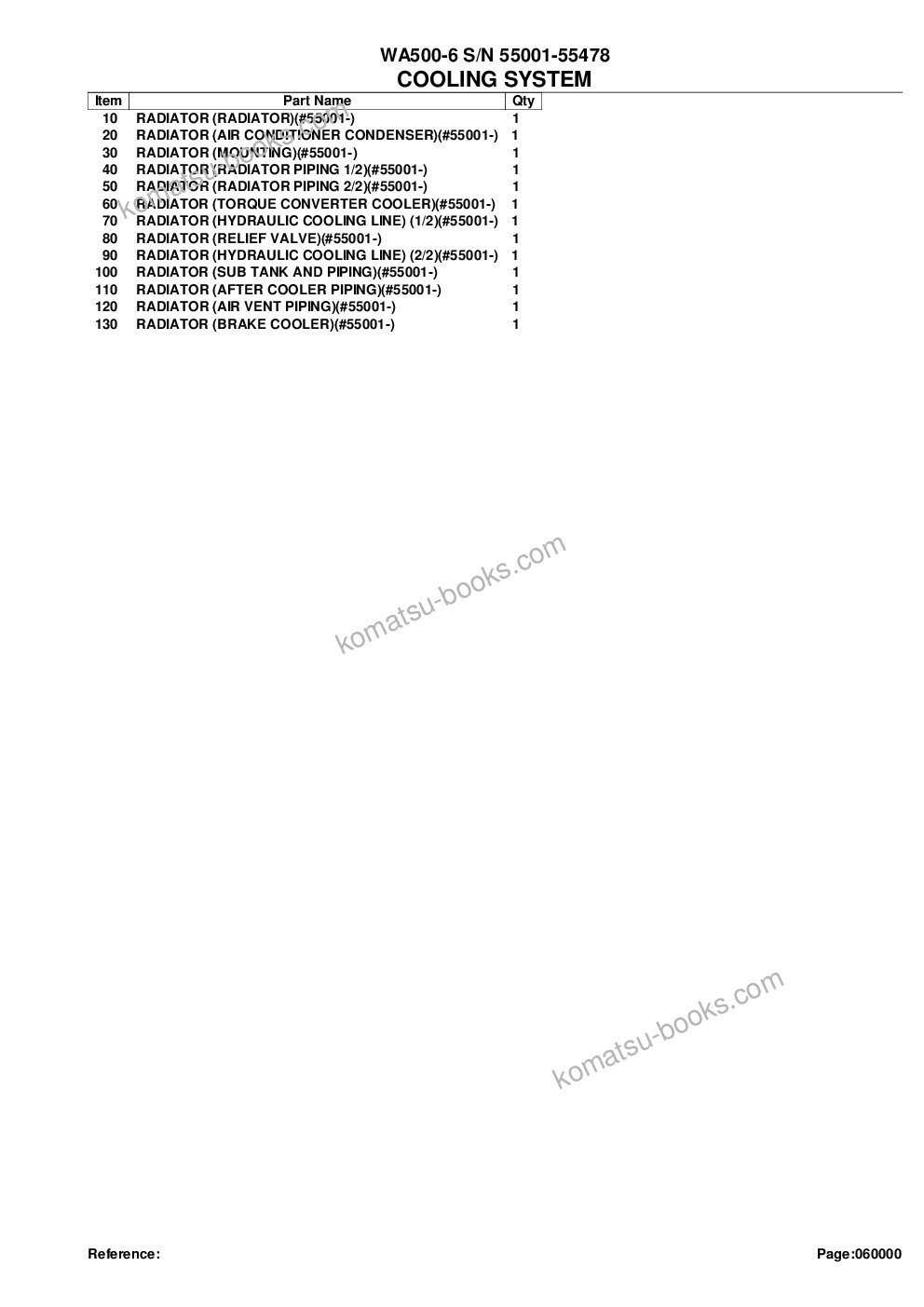 Komatsu wa500-6 s/n 55001-55478 Catálogo de piezas cover Page 8