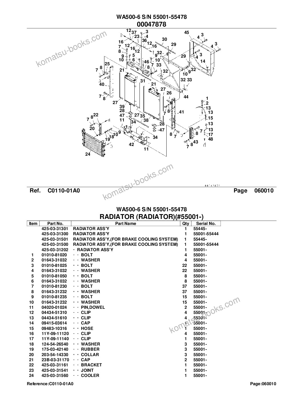 Komatsu wa500-6 s/n 55001-55478 Catálogo de piezas cover Page 9