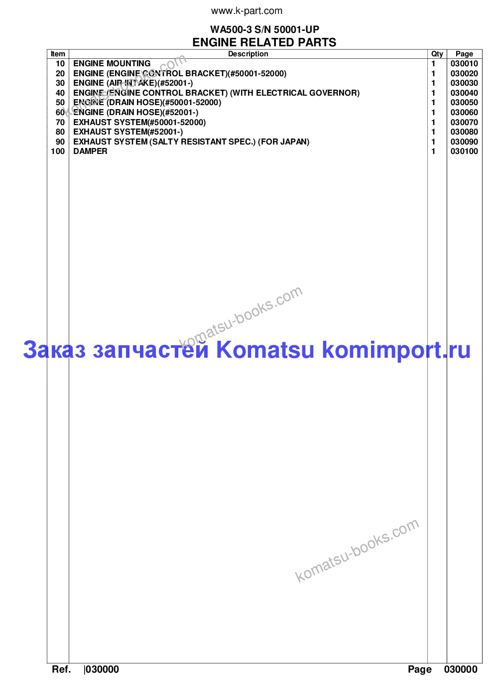 Komatsu wa500-3 s/n 50001-up komtrax for indonesia Каталог запчастей обложка Страница 2