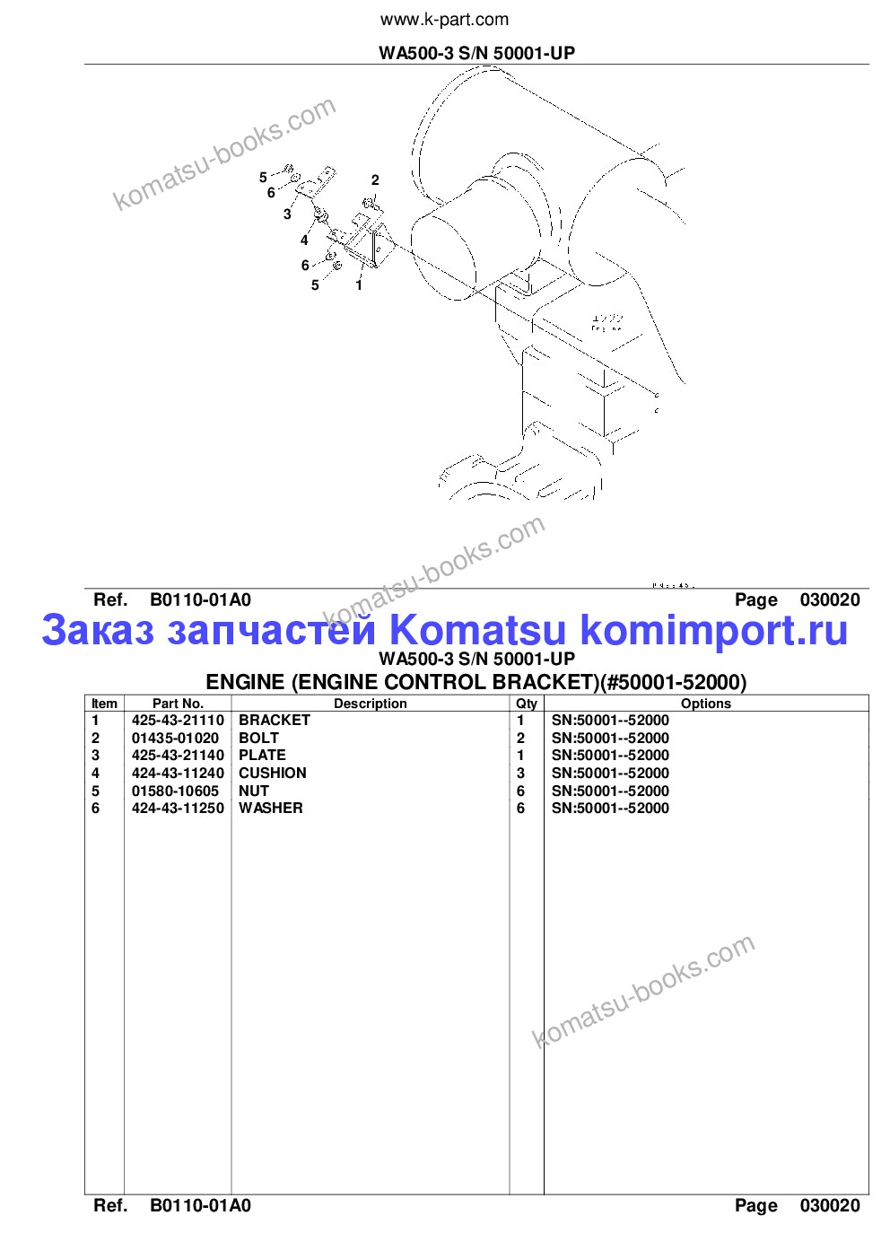 Komatsu wa500-3 s/n 50001-up komtrax for indonesia Каталог запчастей обложка Страница 4
