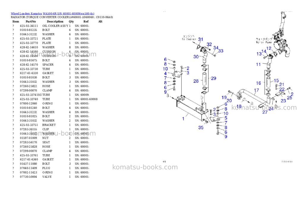 Komatsu WA500-6R S/N 60001-60009 Parts catalog cover Page 10