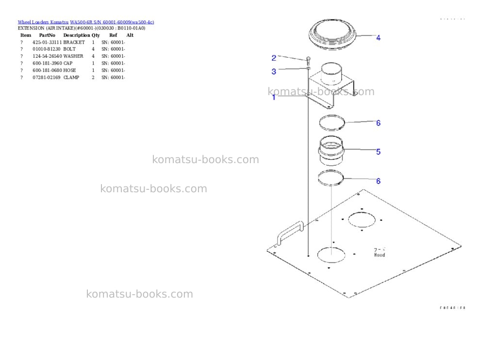 Komatsu WA500-6R S/N 60001-60009 Parts catalog cover Page 2