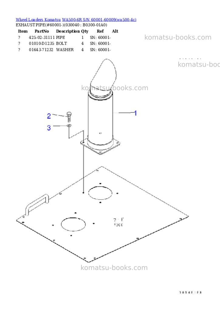 Komatsu WA500-6R S/N 60001-60009 Parts catalog cover Page 3