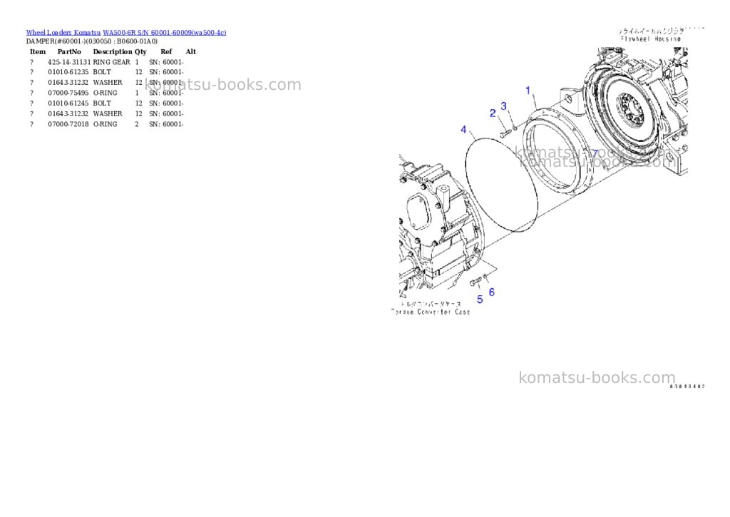 Komatsu WA500-6R S/N 60001-60009 Parts catalog cover Page 4