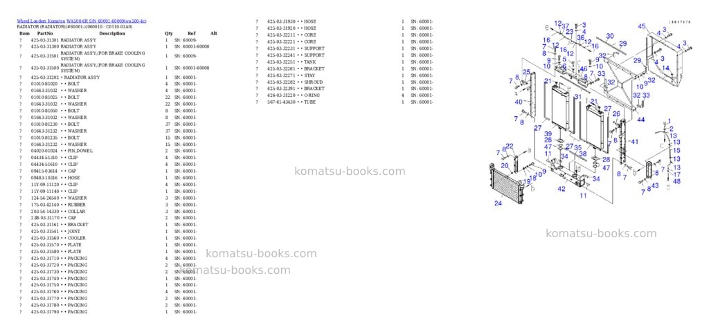 Komatsu WA500-6R S/N 60001-60009 Parts catalog cover Page 5